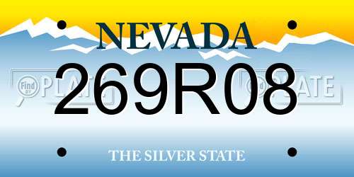 269R08 Nevada License Plate