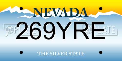 269YRE Nevada License Plate