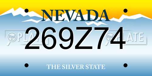269Z74 Nevada License Plate