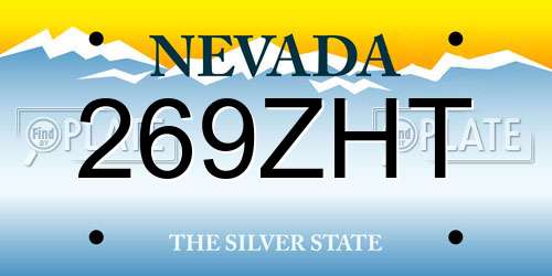 269ZHT Nevada License Plate