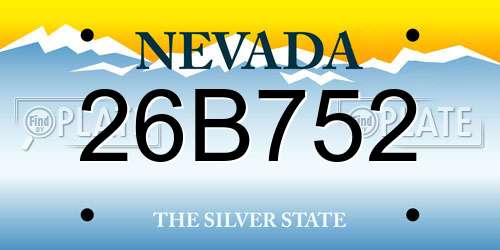 26B752 Nevada License Plate