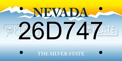 26D747 Nevada License Plate
