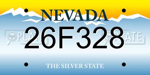 26F328 Nevada License Plate