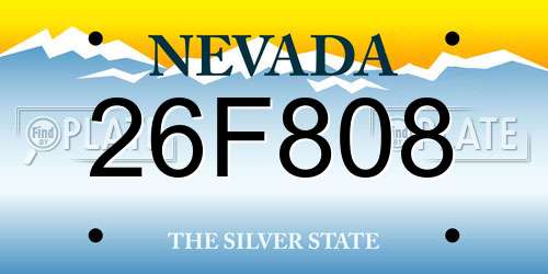 26F808 Nevada License Plate