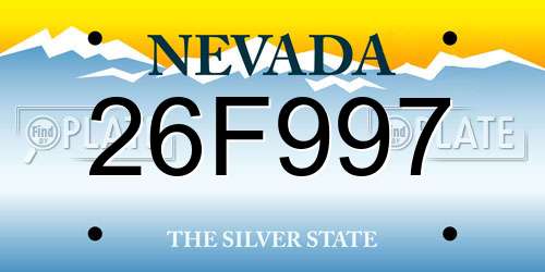 26F997 Nevada License Plate