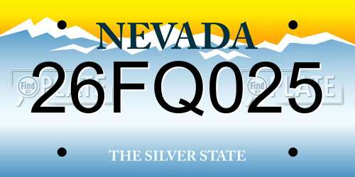 26FQ025 Nevada License Plate