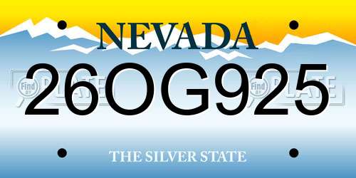 26OG925 Nevada License Plate
