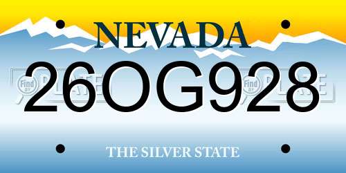 26OG928 Nevada License Plate