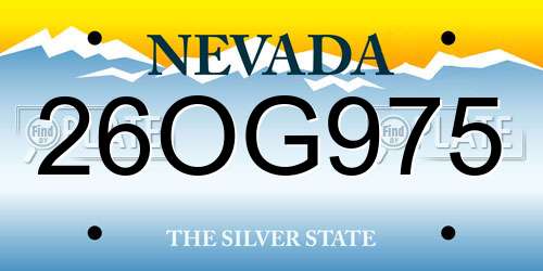 26OG975 Nevada License Plate