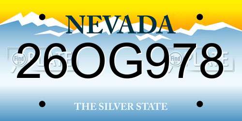 26OG978 Nevada License Plate