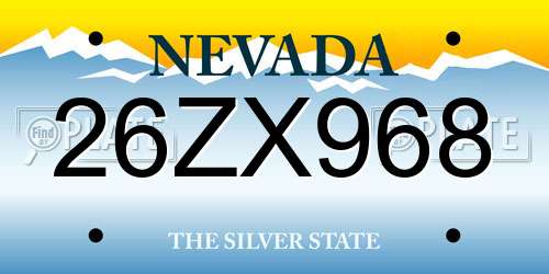 26ZX968 Nevada License Plate