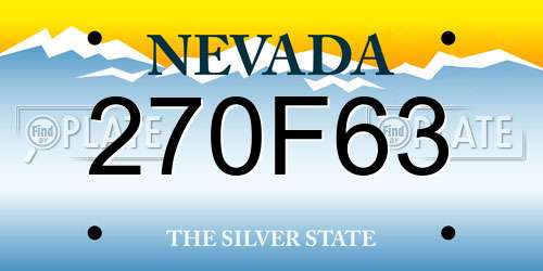 270F63 Nevada License Plate