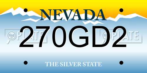 270GD2 Nevada License Plate