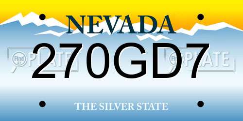 270GD7 Nevada License Plate