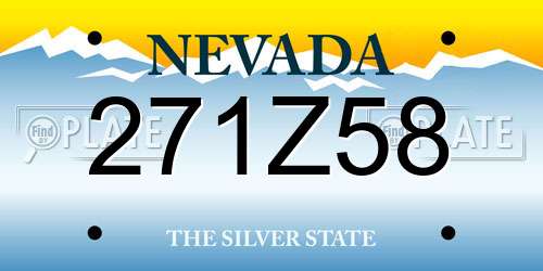 271Z58 Nevada License Plate