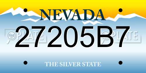 27205B7 Nevada License Plate