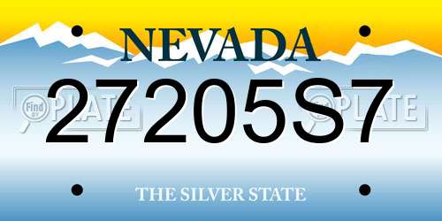 27205S7 Nevada License Plate