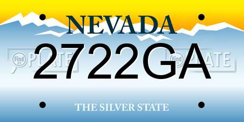 2722GA Nevada License Plate