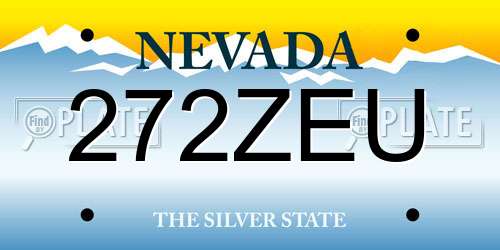 272ZEU Nevada License Plate