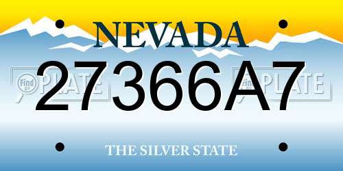 27366A7 Nevada License Plate