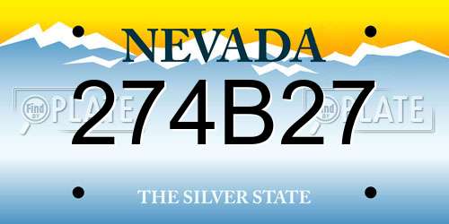 274B27 Nevada License Plate