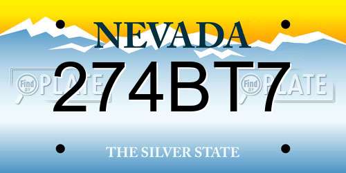 274BT7 Nevada License Plate