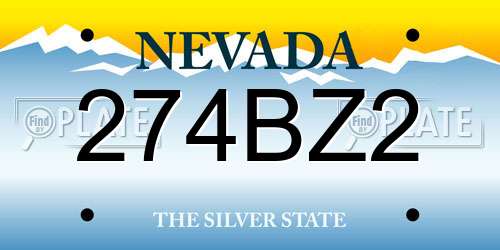 274BZ2 Nevada License Plate