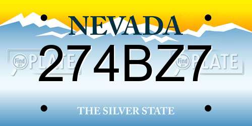 274BZ7 Nevada License Plate