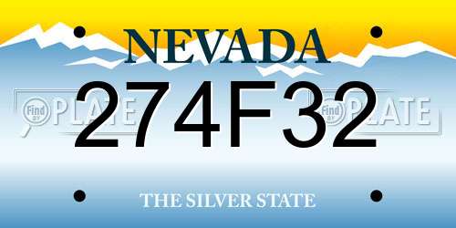 274F32 Nevada License Plate