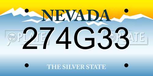 274G33 Nevada License Plate