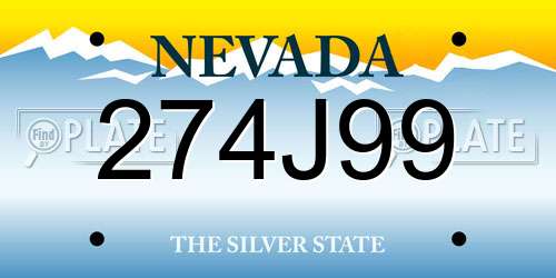 274J99 Nevada License Plate