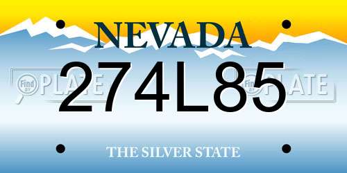 274L85 Nevada License Plate
