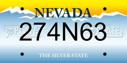 274N63 Nevada License Plate
