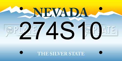 274S10 Nevada License Plate