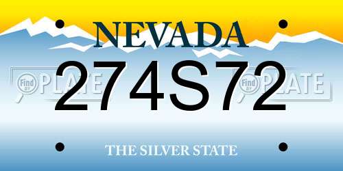 274S72 Nevada License Plate