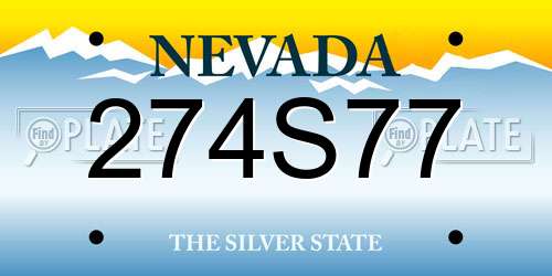 274S77 Nevada License Plate