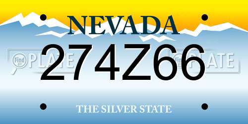 274Z66 Nevada License Plate