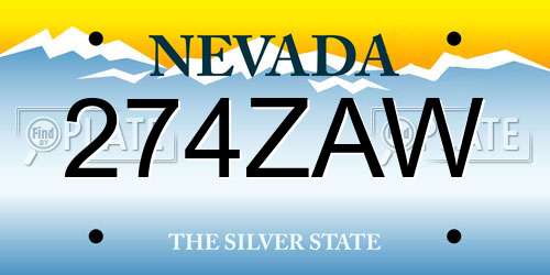 274ZAW Nevada License Plate