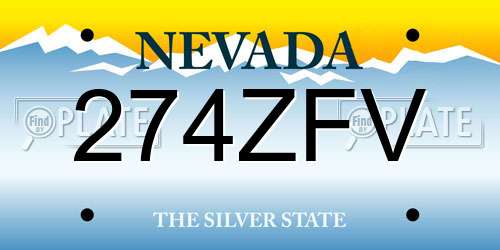 274ZFV Nevada License Plate