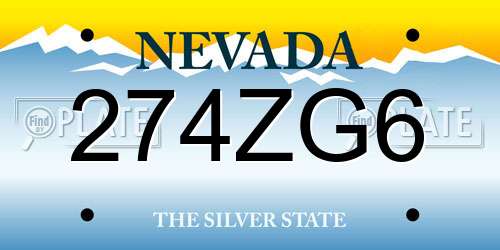 274ZG6 Nevada License Plate