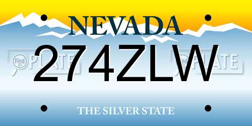 274ZLW Nevada License Plate