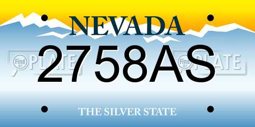 2758AS Nevada License Plate
