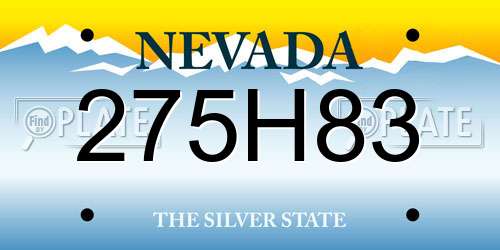 275H83 Nevada License Plate