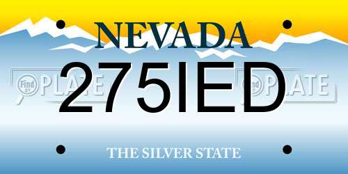 275IED Nevada License Plate