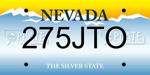 275JTO Nevada License Plate