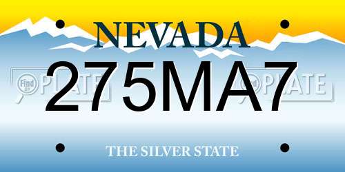 275MA7 Nevada License Plate