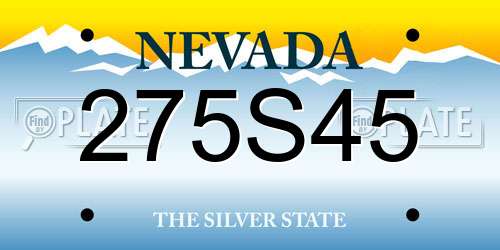 275S45 Nevada License Plate