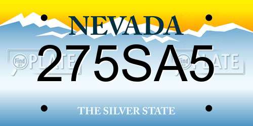 275SA5 Nevada License Plate