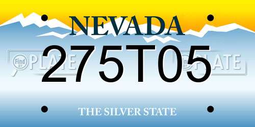 275T05 Nevada License Plate