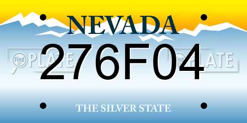 276F04 Nevada License Plate